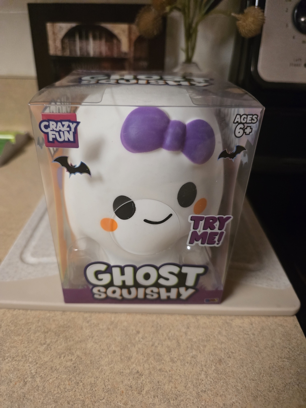 Crazy Fun Girl Ghost With Purpke Bow Squishy